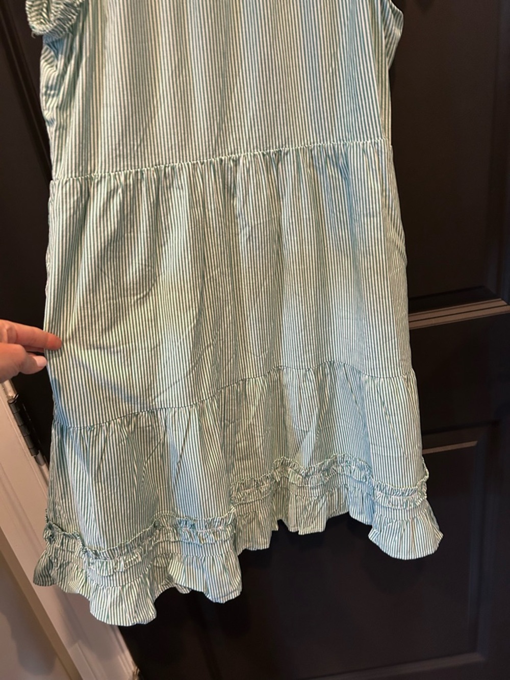 Vineyard Vines Green Stripe Ruffle Dress - Picture 9 of 12
